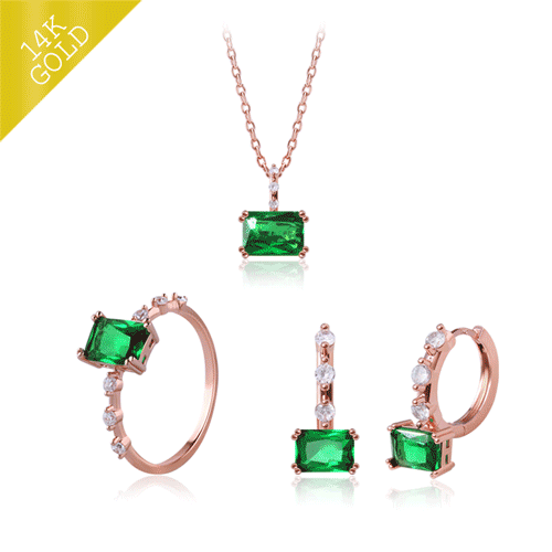 Earring/Necklace/Ring SET</font><br> Forest Emerald SET<br> SET0163