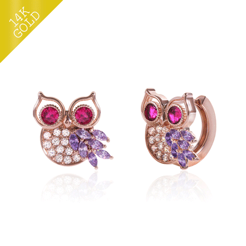 #new arrivals 50%<br> <font color="red">14k gold ★Delivery on the same day★</font><br> OWL One Touch ring earring<br> EA2612