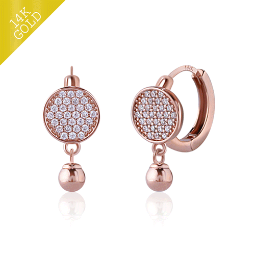 <br><font color="red">14k gold ★Delivery on the same day★</font><br> <font color="red">White Gold Add</font><br> Vining One Touch ring Earring EA2334