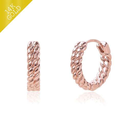 #new arrivals 50%<br> <font color="red">14k gold ★Delivery on the same day★</font><br> Cressong twisted one-touch ring Earring<br> EA2362