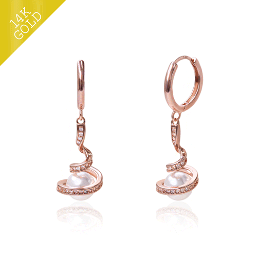 #new arrivals 50%<br> <font color="red">14k gold ★Delivery on the same day★</font><br> Bowknot olive one touch ring Earring<br> EA2529