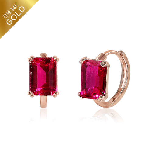 #FREE Shipping<br> <font color="red">All 14K Gold<br></font> Winkle Ruby One Touch ring Earring<br> EA0023_B