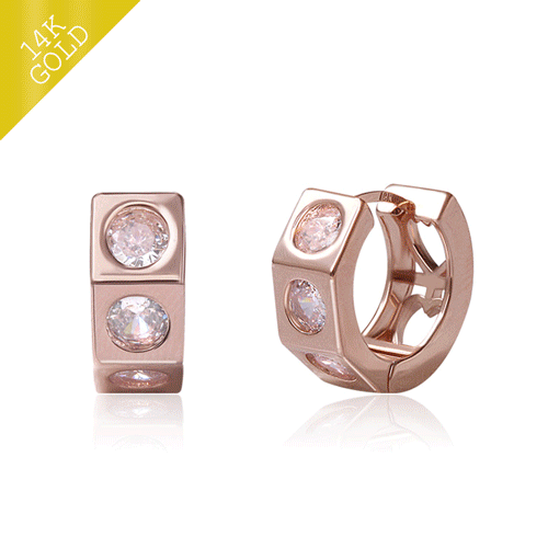 Customer Appreciation Special Exhibition in May★<br> <font color="red">14k gold ★Delivery on the same day★</font><br> Demia double-sided one-touch ring Earring<br> EA2619