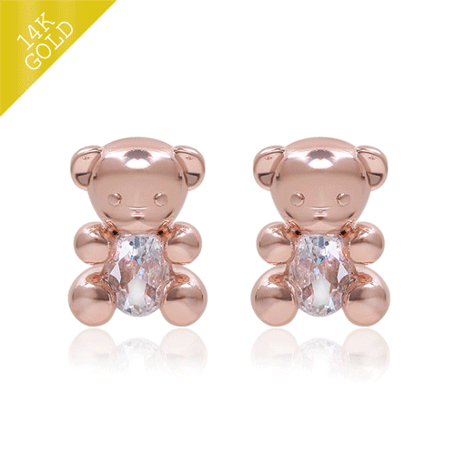 #Daily Sale★<br> <font color="red">14k gold★Same-day shipping★</font><br> Teddy Crystal Earring<br> EA2545