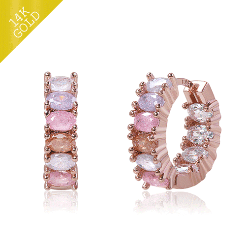 #Daily Sale★<br> <font color="red">14k gold★</font><br> Girls dressed up as Miyeon<br> Island Ice Cubic One Touch Ring Earring EA2556