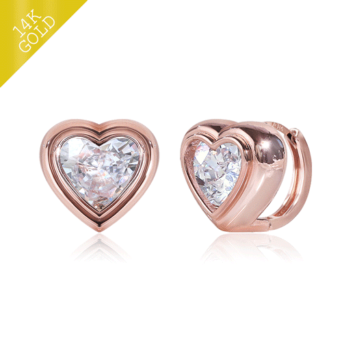 #Daily Sale★<br> <font color="red">14k gold★</font><br> Foreign heart one touch ring earring<br> EA2602