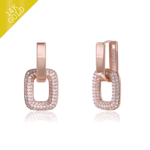 #Daily Sale★<br> <font color="red">14k gold★Same-day shipping★</font><br> Serena Square One Touch Ring Earring<br> EA2665