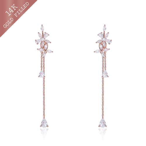 #Daily Sale★<br> <font color="red">♣Garden Series♣14k GF★</font><br> Freesia olive 2way earring<br> EA2663