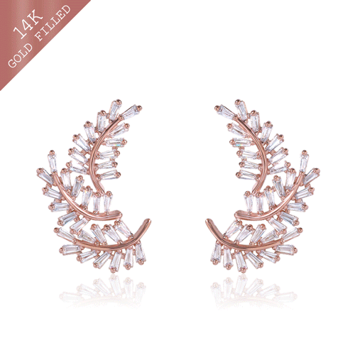 #Daily Sale★<br> <font color="red">★Same-day shipping★<br> ♣Garden Series♣14k GF★</font><br> Milfoil Crystal Harp Earring EA2756 Korea