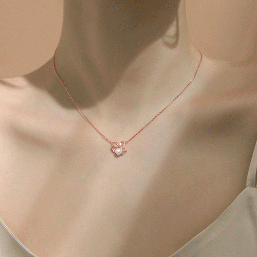 #Daily Sale★<br><font color="red"></font> Mnem heart pearl Necklace(5mm)<br> NA0474