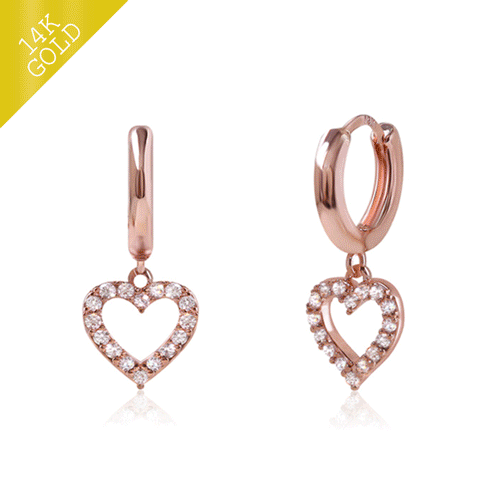 #Daily Sale★ <font color="red"><br>14k gold★Same-day shipping★</font><br> Roan heart one touch ring earring<br> EA2793 Korea