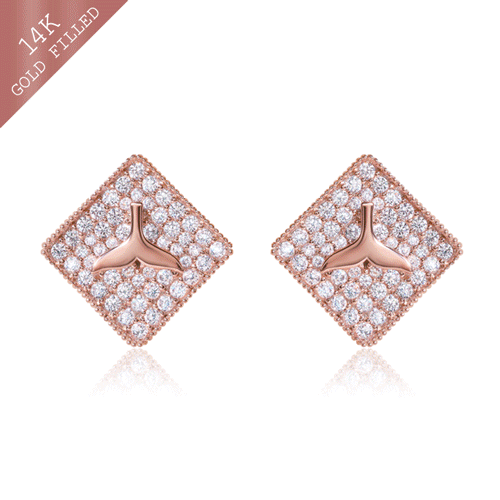 #Uniform price 9,800 won★<br> <font color="red">14k GF★Same day shipping★</font><br> Whale Tail Square Earring<br> EA2809 Korea