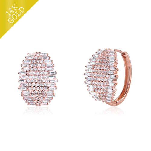 #Daily Sale★<br> <font color="red">14k gold★Same-day shipping★</font><br> Chloe Crystal One Touch Ring Earring<br> EA2768