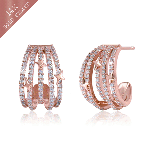 #Daily Sale★<br> <font color="red">14k GF★Same day shipping★</font><br> marilyn layered half ring earring<br> EA2788