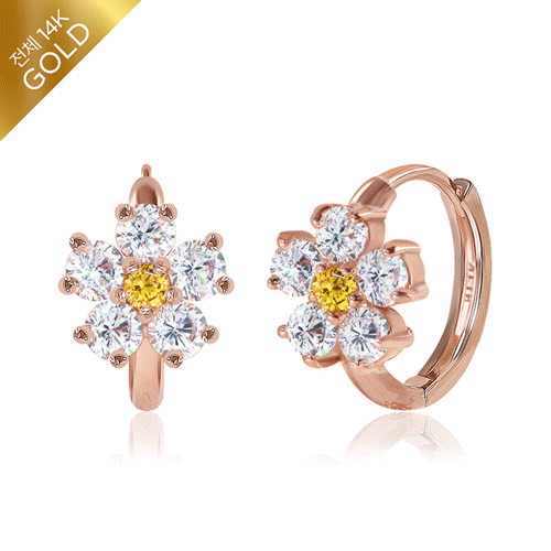 #FREE Shipping<br> <font color="red">All 14K gold★<br> ♣Garden Series♣</font><br> Philomel Flower One Touch ring Earring EA0029_B