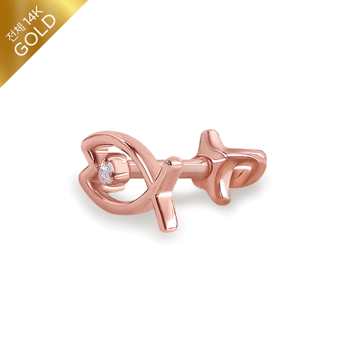 #FREE Shipping<br> <font color="red">All 14K gold★<br></font> mini fish piercing<br> CEA0009_B