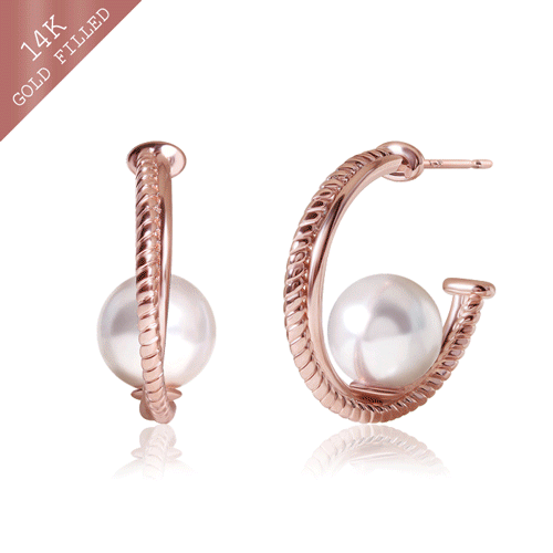 #Daily Sale★<br> <font color="red">14k GF★Same day shipping★</font><br> Wreath pearl half ring Earring<br> EA2848