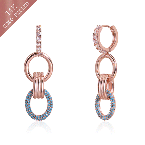#Daily Sale★<br> <font color="red">14k GF★</font><br> Fine turquoise one touch ring earring<br> EA2863