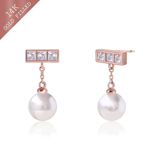 #Daily Sale★<br> <font color="red">14k GF★Same day shipping★</font><br> Terrine pearl olive Earring(9mm)<br> EA2857