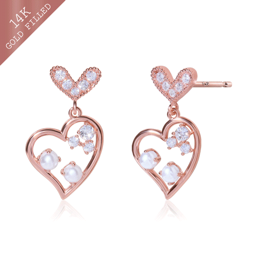 #Daily Sale★<br> <font color="red">★Same-day shipping★14k GF★</font><br> Idea heart pearl earring<br> EA2942