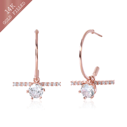 #Daily Sale★<br> <font color="red">14k GF★Same day shipping★</font><br> Bobia Crystal Half Ring Earring<br> EA2984