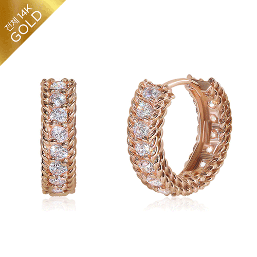 #FREE Shipping<br> <font color="red">All 14K gold★<br></font> Renata Crystal One Touch Ring Earring<br> EA0025_B