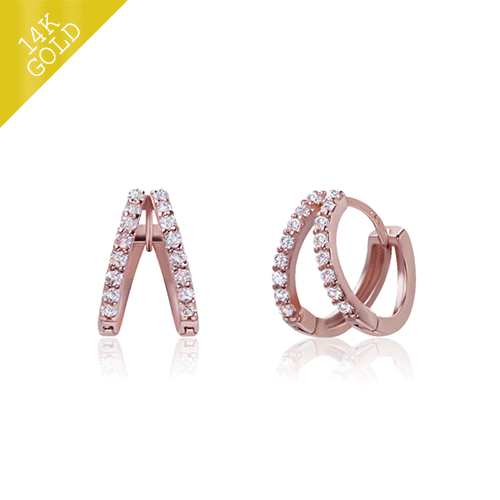 #Daily Sale★ <font color="red"><br>14k gold★</font><br> Croquette one touch ring earrings<BR> EA1875