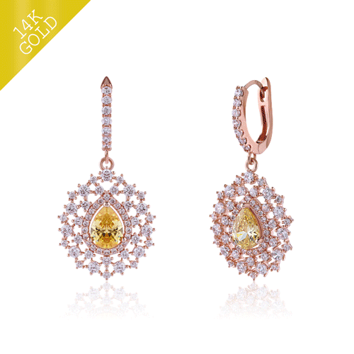 #50% off new items<br> <font color="red">14k gold★Same-day shipping★</font><br> Luna Topaz One Touch Ring Earring<BR> EA2205
