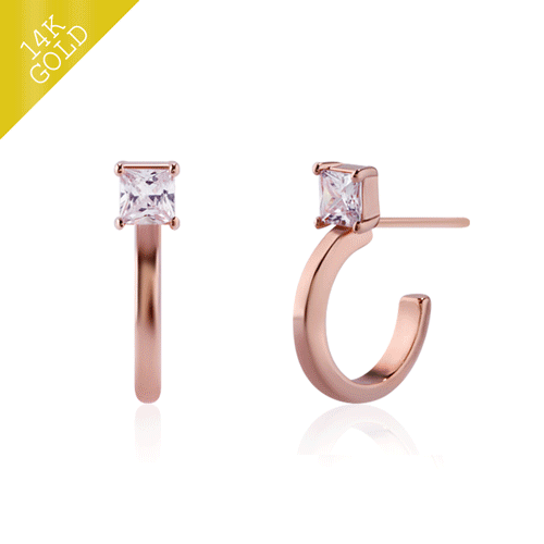 #Daily Sale★<br> <font color="red">14k gold★Same-day shipping★</font><br> River Crystal Half Ring Earring<BR> EA2349