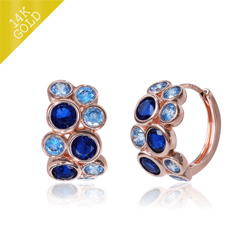 #Daily Sale★<br> <font color="red">14k gold★</font><br> Latey Sapphire One Touch Ring Earring<br> EA2357