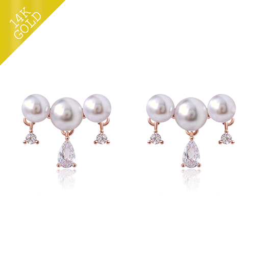 #Daily Sale★<br> <font color="red">14k gold★Same-day shipping★</font><br> Ariel pearl olive Earring(5mm/6mm)<br> EA2424