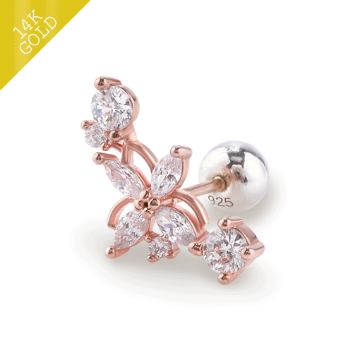 #50% off new items<br> <font color="red">♣Garden Series♣<br> 14k gold★Same-day shipping★</font><br> Floral Piercing CEA0098
