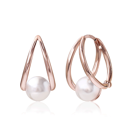 #Daily Sale★<br> <font color="red">14k gold★</font><br> Ian Pearl One Touch Ring Earring(5mm)<br> EA2621 Korea