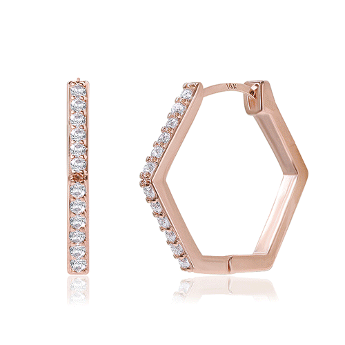 #Regular sale 9,900 won★<BR> <font color="red">14k gold★Same-day shipping★</font><BR> Dave Hexagon One Touch Ring Earrings<br> EA1478