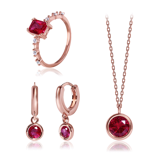 #Spring Regular Sale★<br> <font color="red">14k gold★<br> Earring/Necklace/Ring SET</font><br> Berry Ruby SET SET0369