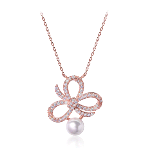 #Uniform price 12,800 won★<font color="red"></font><br> Elric Bowknot pearl Necklace<br> NA0550