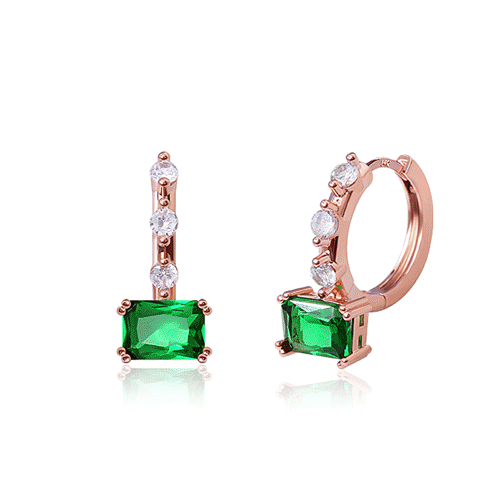 Daily Sale★<br> <font color="red">14k gold★</font><br> Forest Emerald One Touch Ring Earring<br> EA2402