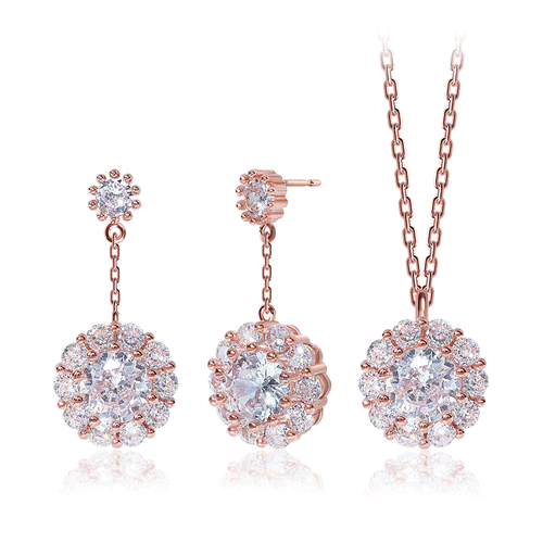 Set Special Sale 66%+Free Shipping<BR> <font color="red">14k gold★</font><br> Round Crystal Earring+Necklace<BR> SET0059