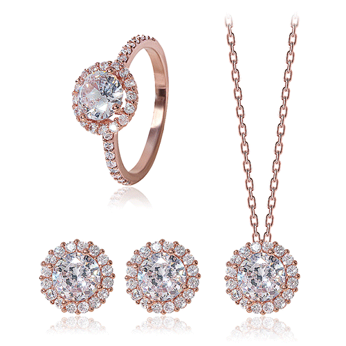 Summer Sale★+Same-day shipping<br> <font color="red">14k gold★<br> Earring/Necklace/Ring SET</font><br> Elysee Crystal SET SET0154