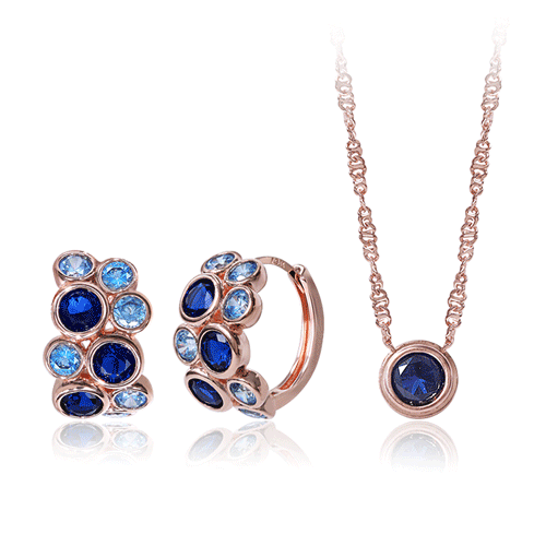Set Special Sale 63%+Free Shipping<br> <font color="red">14k gold★<br> Earring/Necklace SET</font><br> Latey Sapphire SET SET0212