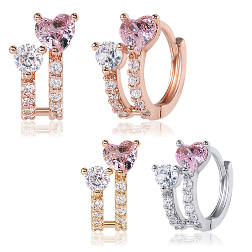 #Daily Sale★<br> <font color="red">14K★<br></font> lucy heart one touch ring earring<BR> EA2964