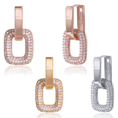Daily Sale★<br> <font color="red">14k gold★Same-day shipping★</font><br> Serena Square One Touch Ring Earring<br> EA2665