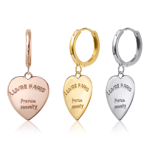 New 57%<br> <font color="red">14k gold★</font><br> Luvre heart one touch ring earring<br> EA2401