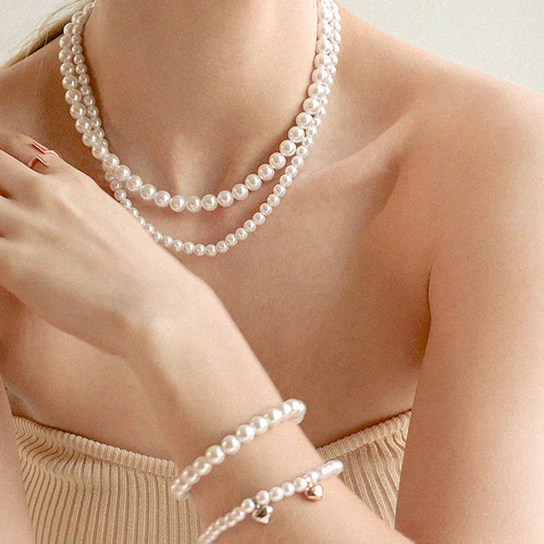 Summer Sale Special + Free Shipping ★ <font color="red">14K ★<br> Necklace/bracelet/Earring SET</font><br> BB pearl SET (4mm, 6mm, 8mm) SET0379
