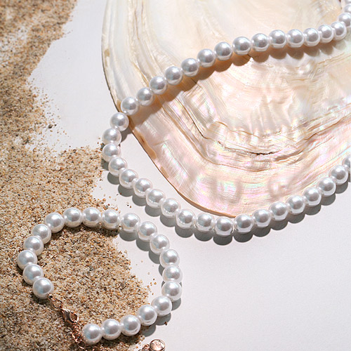 Summer Sale Special + Free Shipping ★ <font color="red">14K ★<br> Necklace/bracelet/Earring SET</font><br> BB pearl SET (4mm, 6mm, 8mm) SET0379
