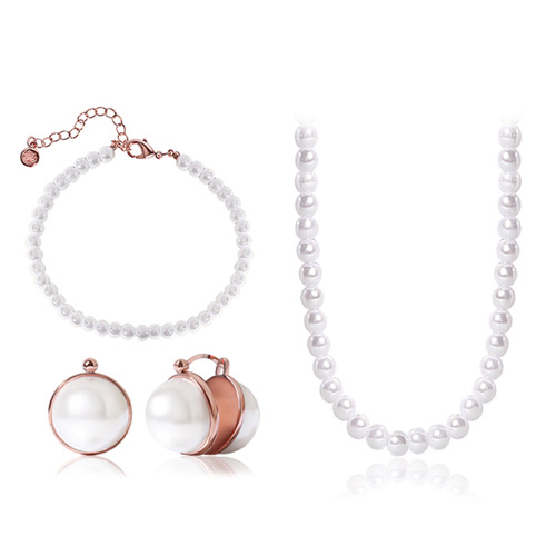 Summer Sale Special + Free Shipping ★ <font color="red">14K ★<br> Necklace/bracelet/Earring SET</font><br> BB pearl SET (4mm, 6mm, 8mm) SET0379