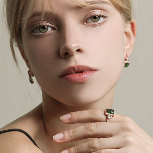 May Spring Special + Free Shipping★ <font color="red"><br>14K★<br> Earrings/Ring SET</font><br> Sianelle Emerald SET SET0423
