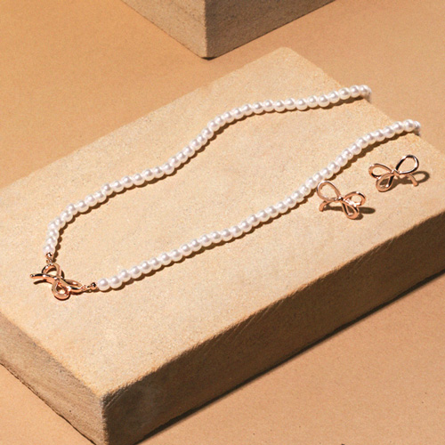 Free summer special price + free shipping★ <font color="red"><br>14K★</font><br> Earring/Necklace SET<br> Atifrang pearl SET SET0449