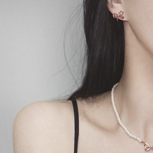 Free summer special price + free shipping★ <font color="red"><br>14K★</font><br> Earring/Necklace SET<br> Atifrang pearl SET SET0449