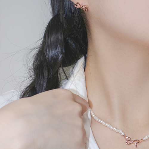 Free summer special price + free shipping★ <font color="red"><br>14K★</font><br> Earring/Necklace SET<br> Atifrang pearl SET SET0449